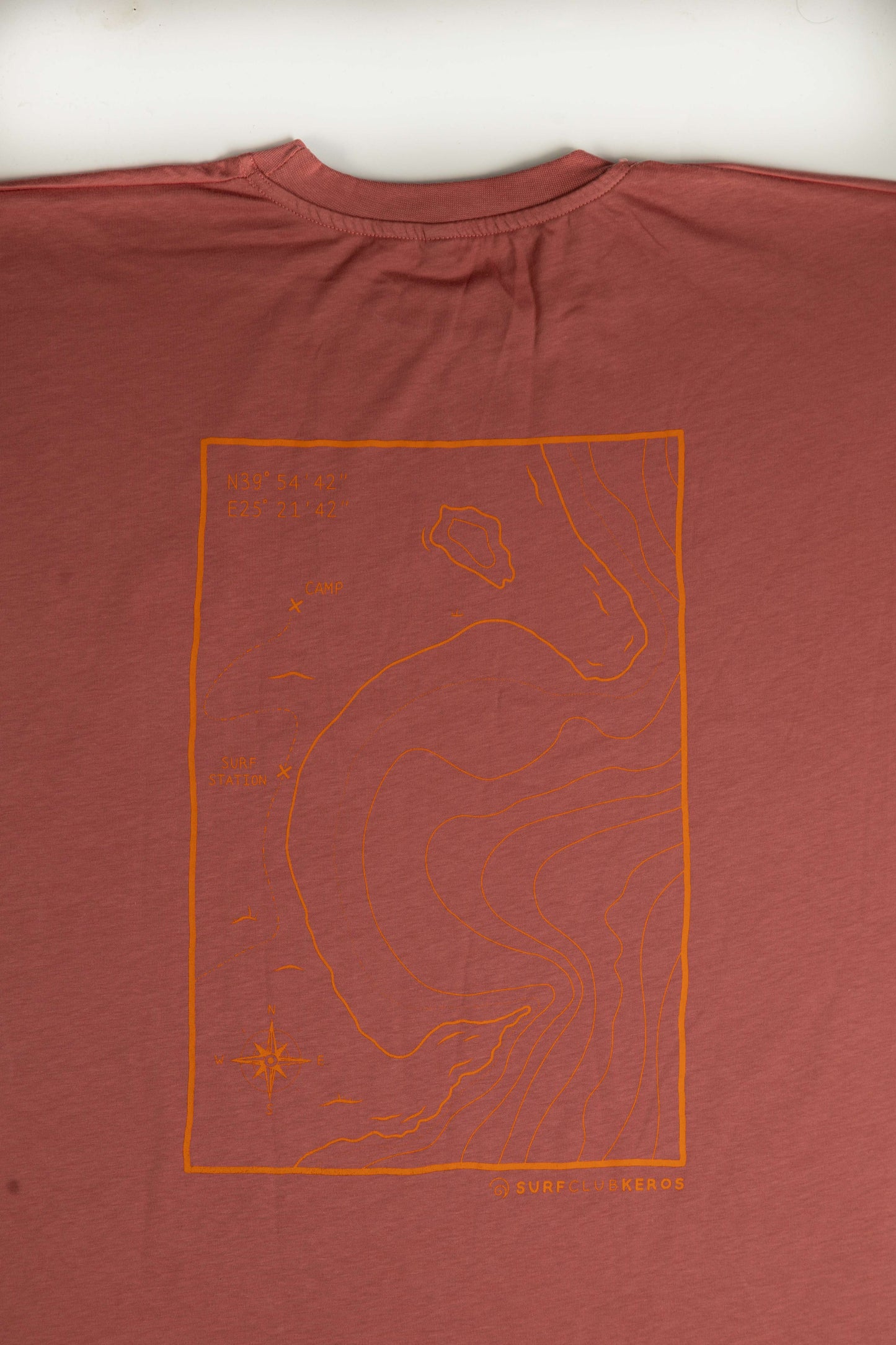 T-SHIRT BATHYMETRY DUSTY ROSE, ORANGE with orange embroidery