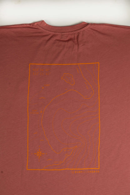 T-SHIRT BATHYMETRY DUSTY ROSE, ORANGE with orange embroidery