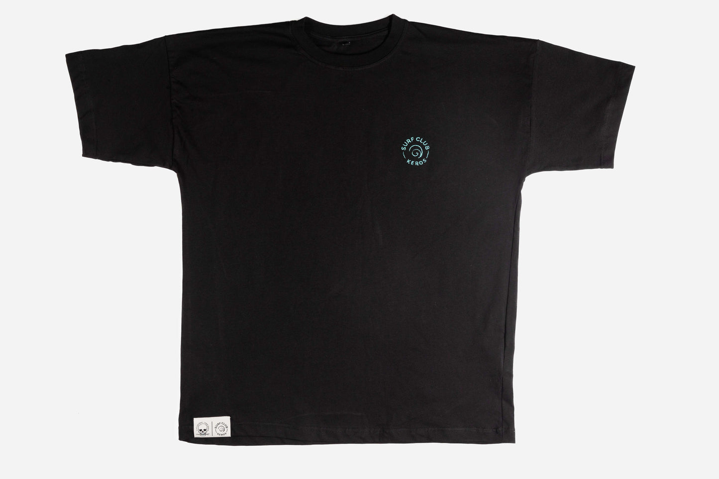 T-SHIRT BATHYMETRY BLACK PURPLE with teal embroidery