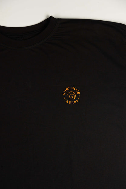 T-SHIRT BATHYMETRY BLACK, LILAC with orange embroidery