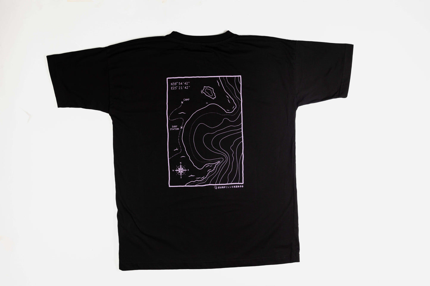 T-SHIRT BATHYMETRY BLACK, LILAC with orange embroidery