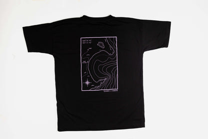 T-SHIRT BATHYMETRY BLACK, LILAC with orange embroidery