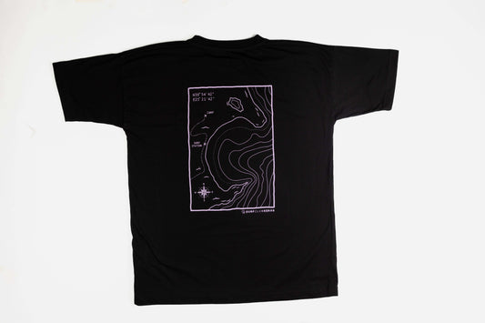 T-SHIRT BATHYMETRY BLACK, LILAC with orange embroidery